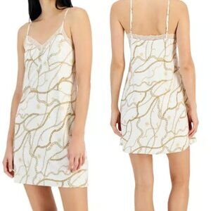 I.n.c. International Concepts Stretch Satin Chemise Celia Chain NWT